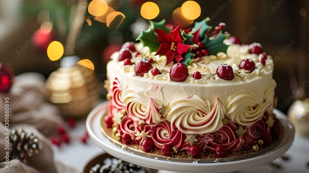 beautifully decorated cake with berries, cream, and chocolate swirls, placed on a rustic wooden table, perfect for celebrations, birthdays, and special occasions beautifully decorated cake with berries, cream, and chocolate swirls, placed on a rustic wooden table, perfect for celebrations, birthdays, and special occasions