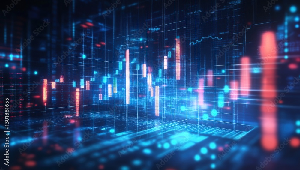 Abstract Digital Data Network Visualization with Glowing Blue and Red Lines Abstract Digital Data Network Visualization with Glowing Blue and Red Lines