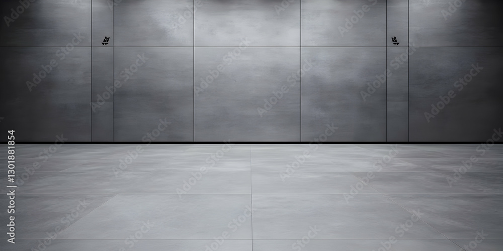 3D Illustration Background Empty Room Gray Wall Floor Tiles Modern Architecture 3D Illustration Background Empty Room Gray Wall Floor Tiles Modern Architecture