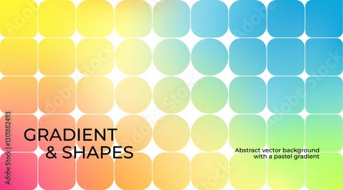 Abstract Background with Modern Geometric Shapes and Gradient. Vector Minimal Poster Design with Gradation. Simple Retro Pattern