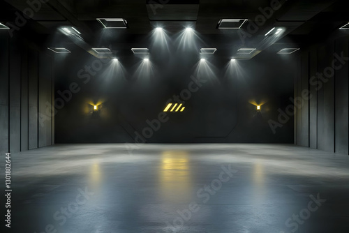 3D Illustration Empty Dark ...