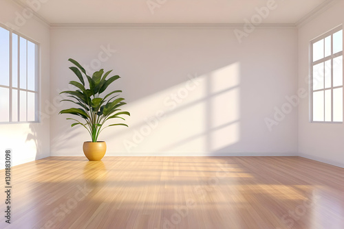3D Room Rendering Light Woo...