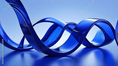 Abstract blue fluid waves with glossy modern design 3d render 