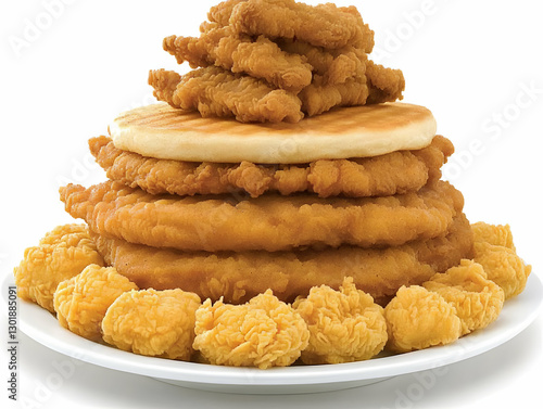 Photo - Crispy Fried Chicken Platter, Nuggets, and Bun
