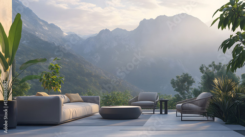 Serene Mountain View Luxury Outdoor Lounge