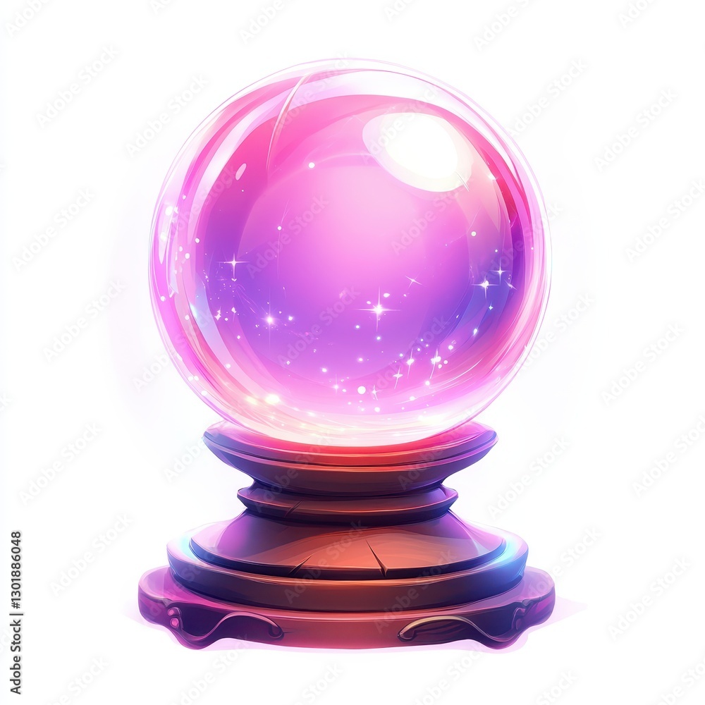 Enchanted Crystal Ball with Sparkling Effects on Wooden Base Enchanted Crystal Ball with Sparkling Effects on Wooden Base