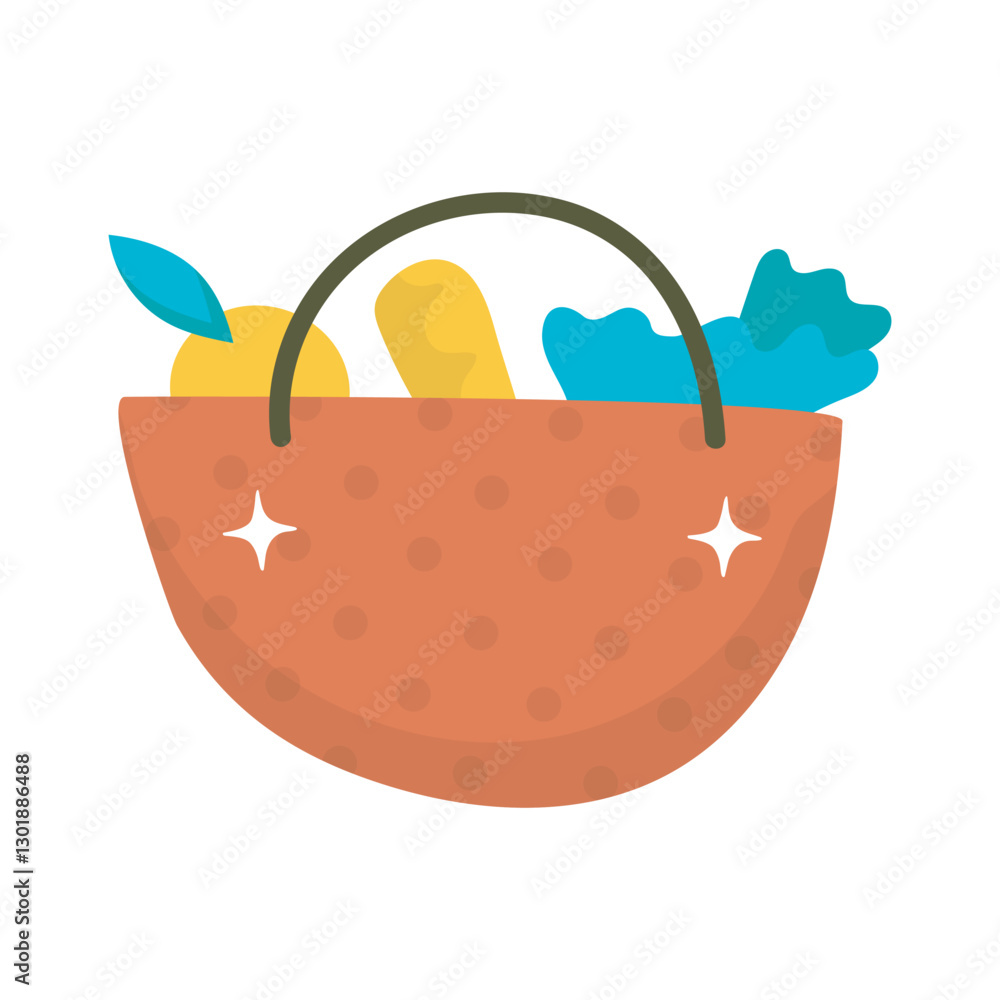 Fototapeta premium simple grocery bucket in flat vector design