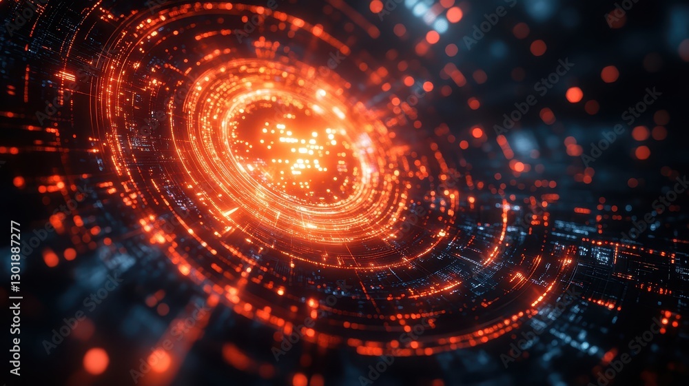Abstract Digital Background with Illuminated Orange Circular Patterns Abstract Digital Background with Illuminated Orange Circular Patterns