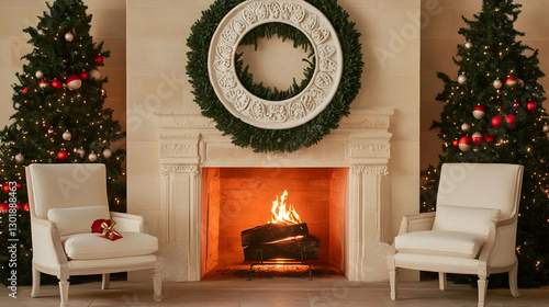 Photo Christmas Fireplace S...