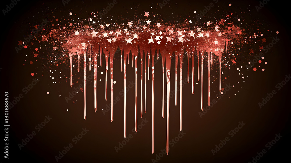 Abstract Background Illustration - Dripping Paint with Stars Abstract Background Illustration - Dripping Paint with Stars