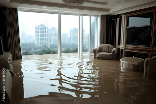 3D Illustration Flooded Apa...