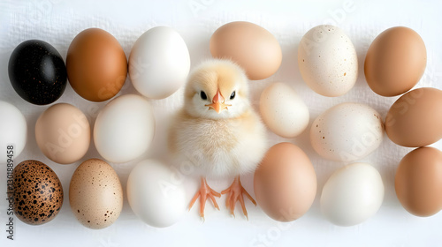 Photo Cute Chick Fresh Eggs...