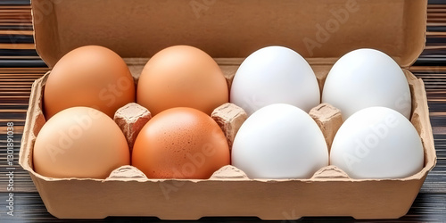 Photo Eight Eggs Carton Fre...