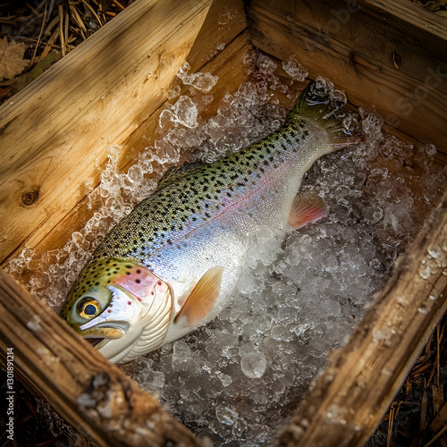 Photo Fresh Fish on Ice in ...