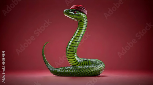 3D Illustration Green Snake...
