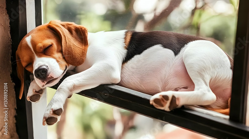 Photo Cute Beagle Puppy Sle...
