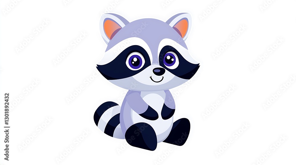 Cute Kawaii Raccoon Sticker Illustration Cute Kawaii Raccoon Sticker Illustration