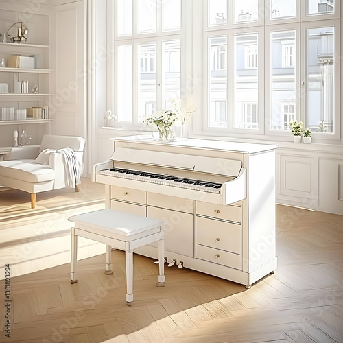 Illustration - White Piano,...