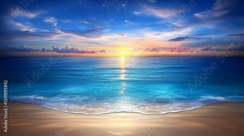 Sunset Beach Ocean Backgrou...
