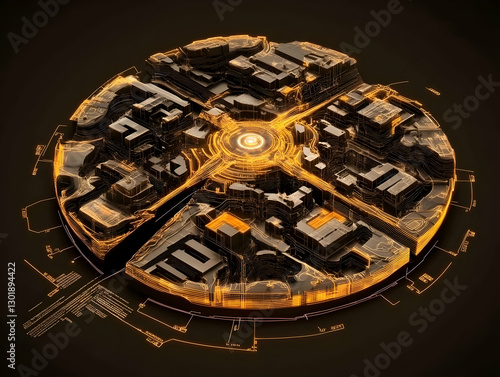 3D Illustration Circular Ci...