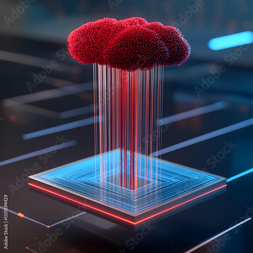 3D Illustration Cloud Compu...