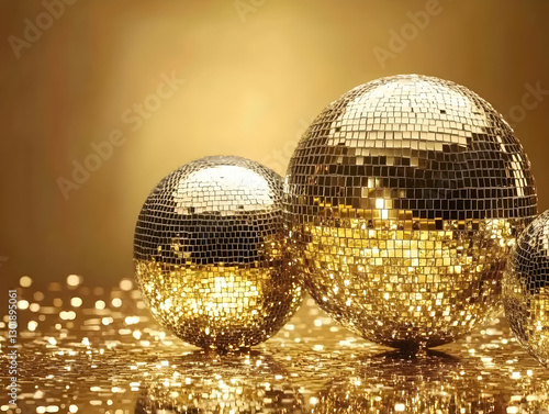 Golden Disco Balls Backgrou...