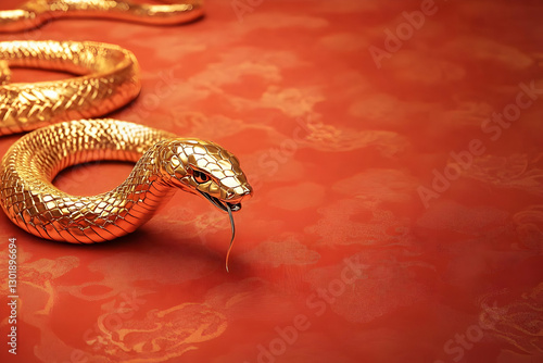 3D Illustration Golden Snak...