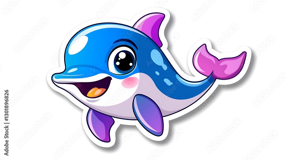 Playful Blue Dolphin Kawaii Sticker Playful Blue Dolphin Kawaii Sticker