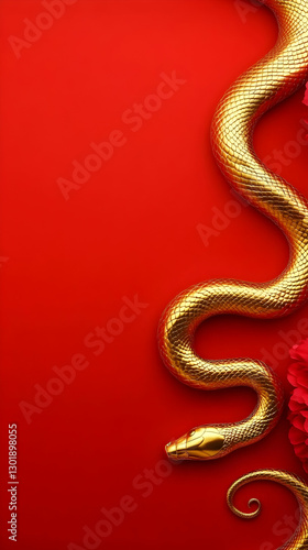 3D Illustration Golden Snak...