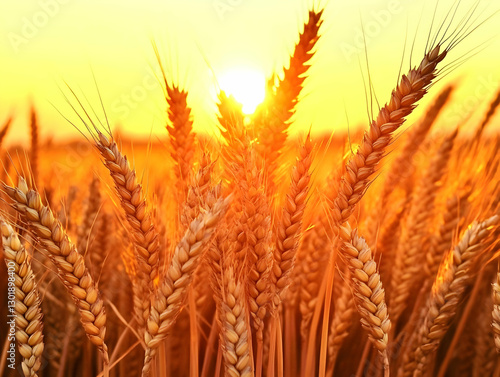 Photo Golden Wheat Field Su...