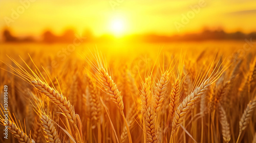 Photo Wheat Field Sunset Go...