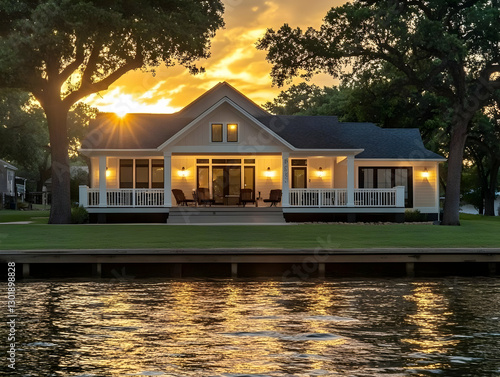 Photo: Lakeside Home at Sun...