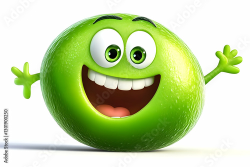 3D Illustration Green Smili...