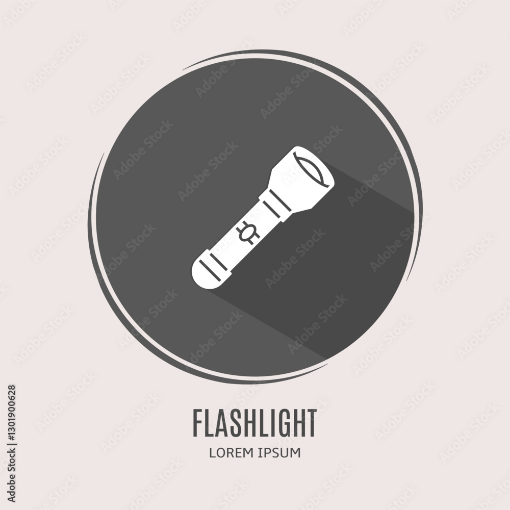 Symbol flashlight logo. Illustration of flashlight in flat. Stock vector. Symbol flashlight logo. Illustration of flashlight in flat. Stock vector.