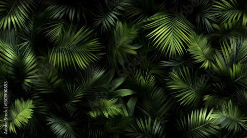 Lush Tropical Palm Leaves B...