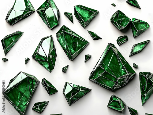3D Illustration Green Cryst...
