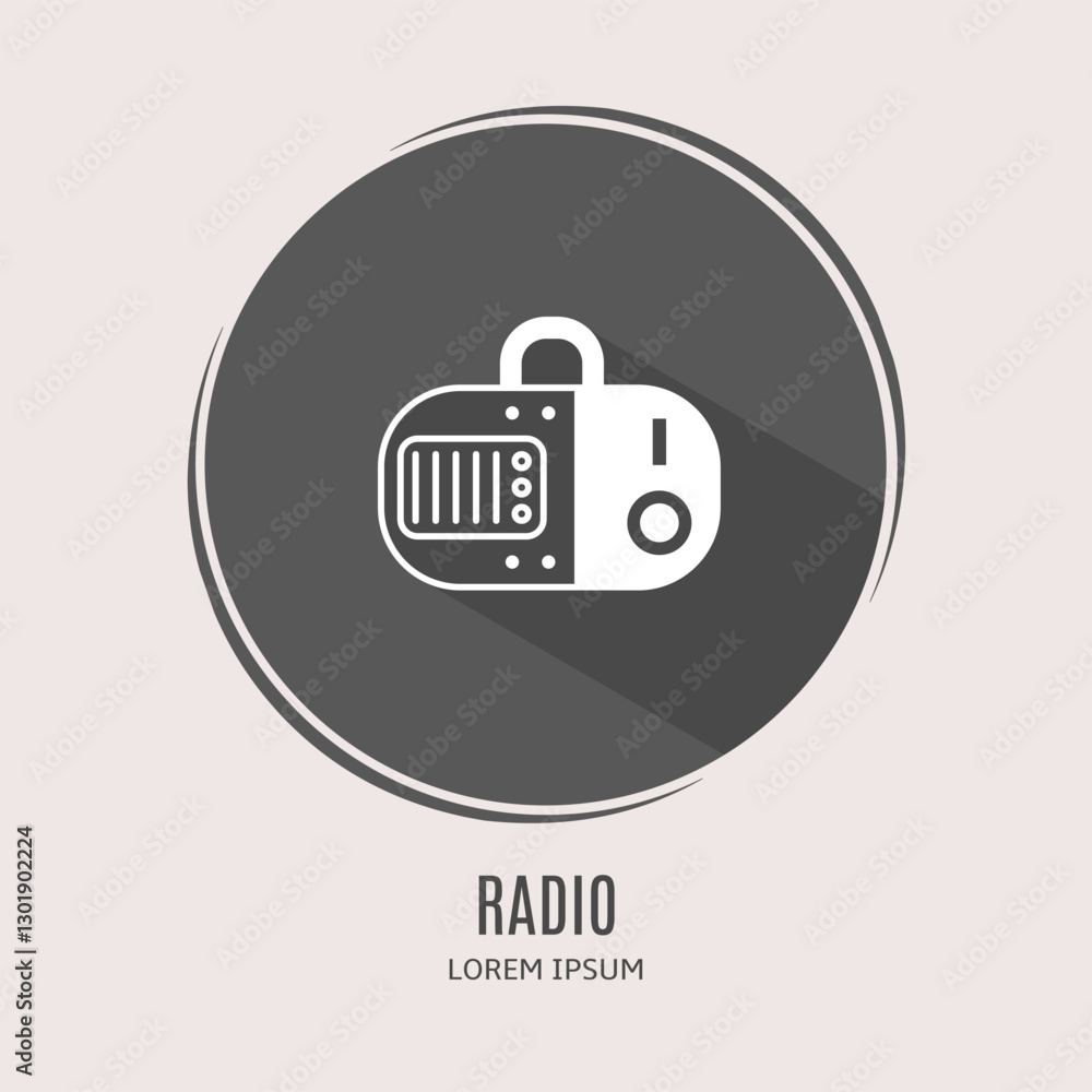 Symbol radio logo. Illustration of radio in flat. Stock vector. Symbol radio logo. Illustration of radio in flat. Stock vector.