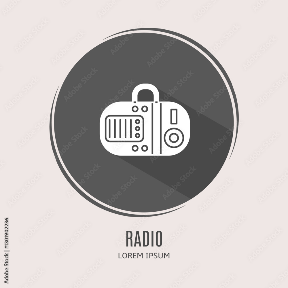 Symbol radio logo. Illustration of radio in flat. Stock vector. Symbol radio logo. Illustration of radio in flat. Stock vector.