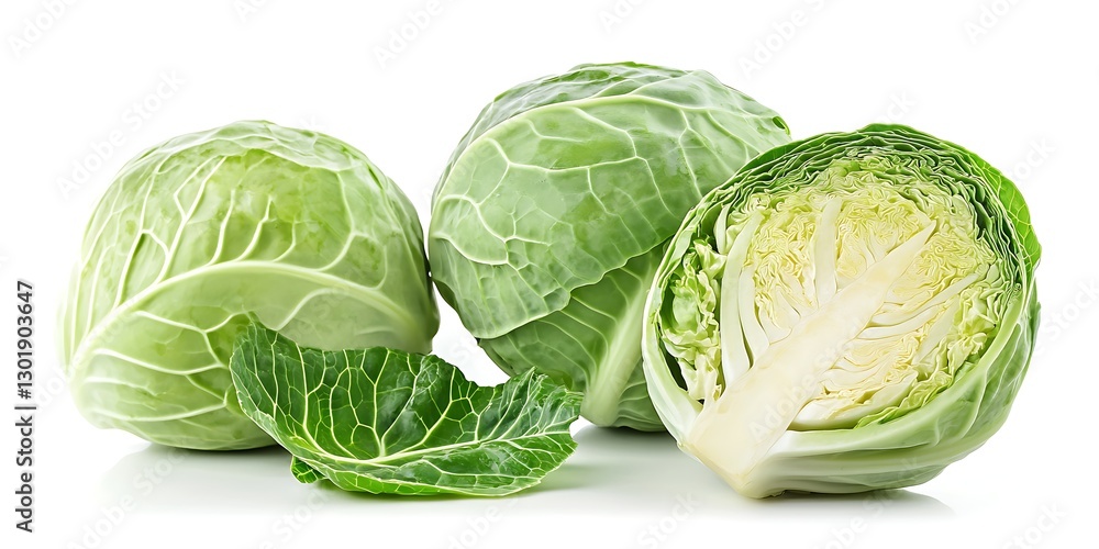 Fototapeta premium a group of cabbages and a half of cabbage