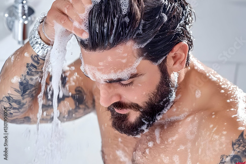 Photo Man Washing Hair Show...