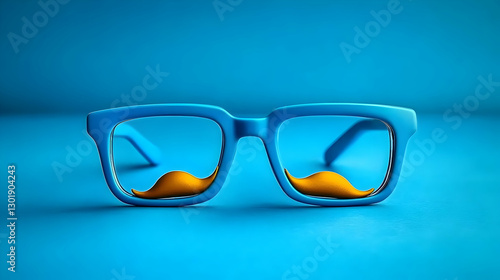 3D Illustration Blue Eyegla...