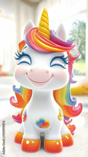 3D Illustration Rainbow Uni...