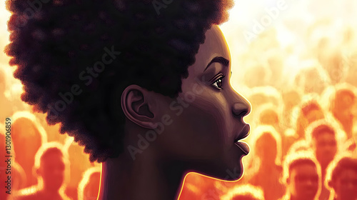 Woman Silhouette Crowd Illu...