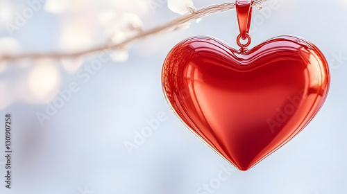 3D Red Heart Pendant Romanc...