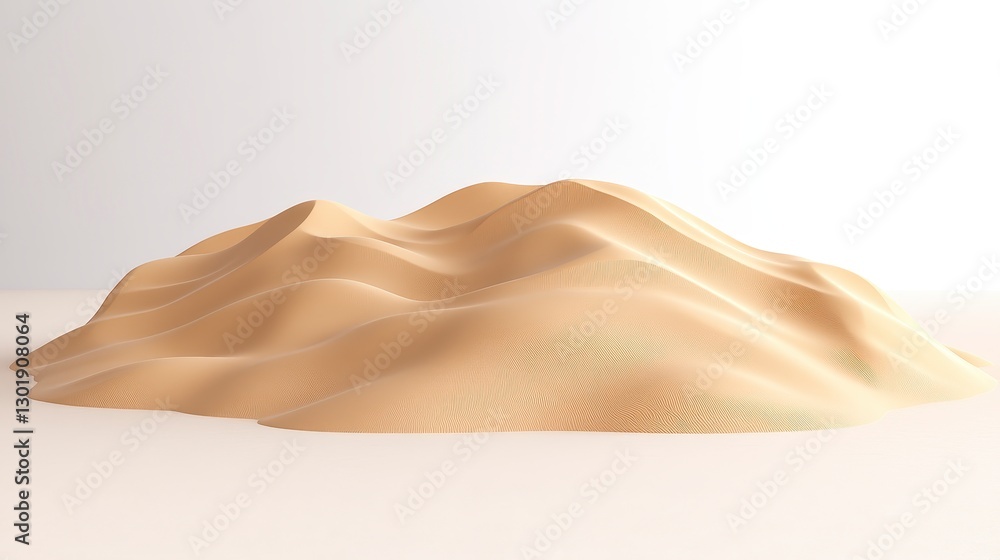 Abstract Beige Sand Dune with Gold Accents 3D Render Abstract Beige Sand Dune with Gold Accents 3D Render