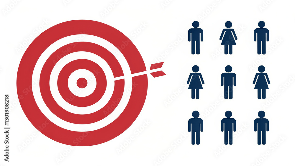 Target symbol with people icons representing demographics Target symbol with people icons representing demographics