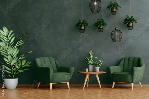 3D Interior Design Green Ar...