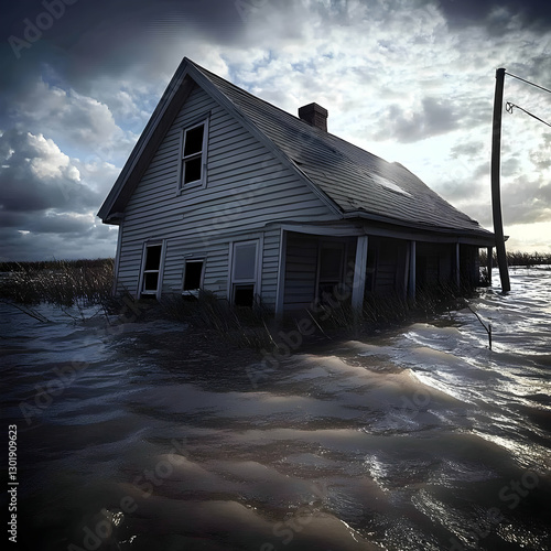 Illustration of Flooded Hou...