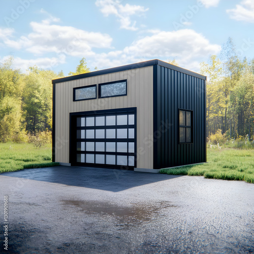 3D Illustration Garage Exte...