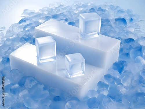 3D Illustration Ice Cubes o...